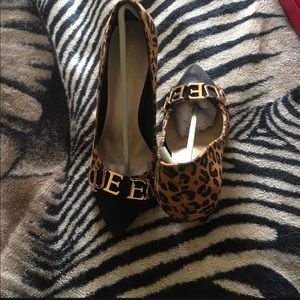 Leopard print high heel shoes